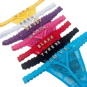 Tùy chỉnh kim loại Rhinestone thư Bikini thong phụ nữ Sexy Ren G-<span class=keywords><strong>string</strong></span> đồ lót cá nhân tên đồ lót biểu tượng tùy chỉnh - Product Image 1