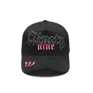 Casquettes de baseball sportives en daim noir à 5 panneaux avec doublure en satin, style A-Frame, logo <span class=keywords><strong>Cholo</strong></span>, vente en gros - Product Image 1