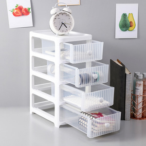 Desktop <b>Storage</b> <b>Box</b> Multi Layer <b>Drawer</b> Type Cosmetic Student Stationery Organizer White 2 3 4 Layer Covered Standing Type - Product Image 2