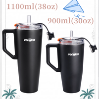 Thermos en acier inoxydable à double paroi, isolation sous vide, design avec poignée, couvercle anti-fuite, tasse de voyage de 30 oz