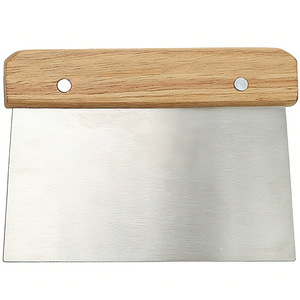 Stainless Steel Beechwood Handle Scraper 430 Dough Cutter Baking Tool - Product Image 1