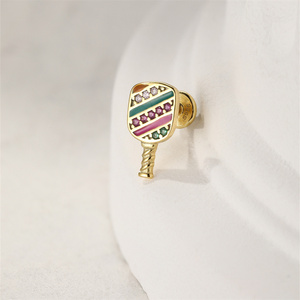 Piercings de Plata de Ley S925 con Parte Trasera Plana, Serie Deportiva: Tenis de Mesa, Club de Golf, Bandera de Golf, Aro de Baloncesto, Rugby - Product Image 2