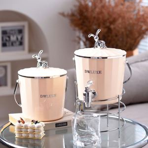 El más nuevo dispensador de agua helada transparente verde ámbar para el hogar, botella de plástico para té de frutas, vino, cerveza, con grifo y tapa. - Product Image 3