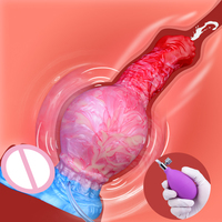 Dildo gonflable éjaculateur, Plug anal, en silicone rouge, avec ventouse, motif nœud de chien, pénis animal, épais et volumineux, dildo fantaisie