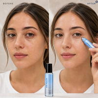 Sérum Contour des Yeux OEM GHK-CU au Peptide de Cuivre, Roll-on de Nuit Anti-rides, Anti-cernes et Anti-poches à la Caféine et Niacinamide