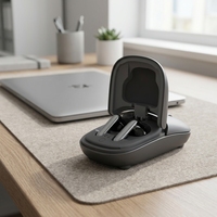 Souris sans fil 2-en-1 avec étui de chargement et écouteurs intégrés, souris Bluetooth intra-auriculaire pour ordinateur de bureau