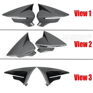 2x Cubiertas para Espejos Retrovisores Laterales para Seat Leon MK3 MK3.5 5F ST FR Cupra 2013-2019, Negro Brillante / Fibra de Carbono - Product Image 4