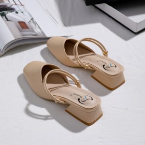 Sandales à talons pour femmes et dames, avec bride de cheville réglable, confortables et douces, couleur beige laiteux, été <span class=keywords><strong>2022</strong></span> - Product Image 5