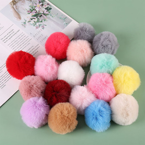 ลูกบอลขนเฟอร์เทียมสีสันสดใส ขนกระต่ายเร็กซ์เทียม ขนสัตว์เทียม สไตล์สดใส น่ารัก สำหรับทำเครื่องประดับ DIY จี้ห้อย - Product Image 1