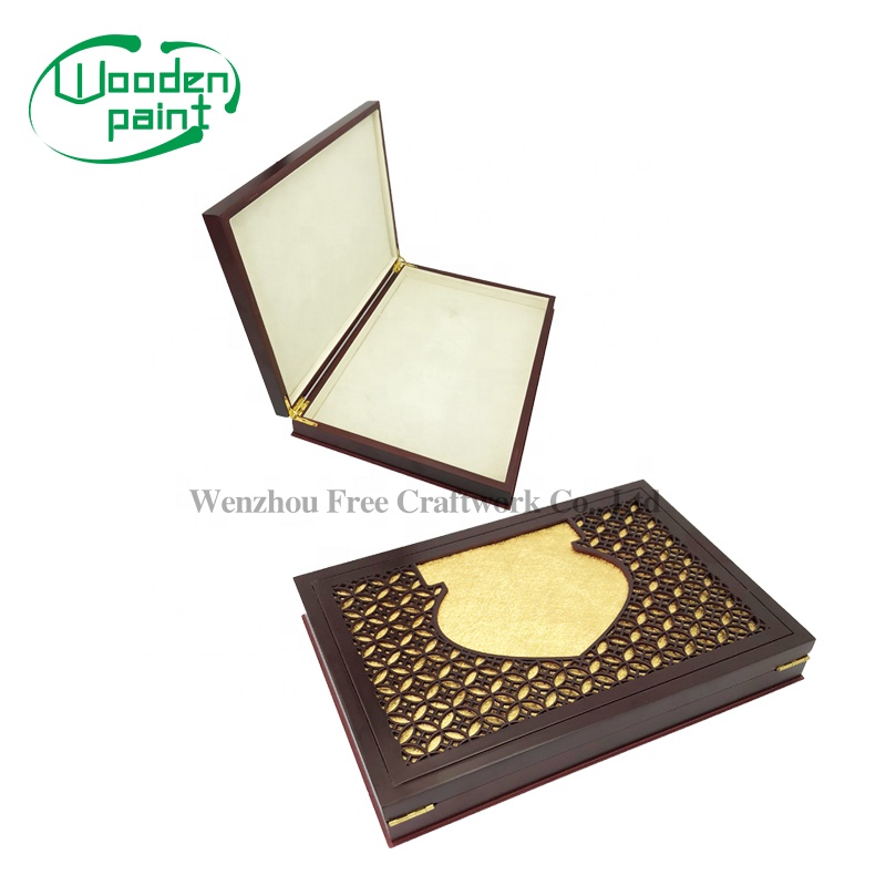 Изготовленная на заказ краска, МДФ, гайки деревянный ящик для хранения чая лазерная гравировка упаковочной коробки даты деревянные Исламский подарок вырезать коробка