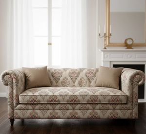 Tela de tapicería con estampado damasco tradicional por yarda, tela decorativa ornamental para muebles, para sillas de comedor, bancos y cabeceras. - Product Image 2