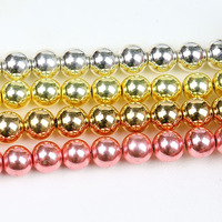 Großhandel Nicht-Magnetische Hämatit-Perlen Natürlich, Roségold Galvanisierte Perlen für Schmuckherstellung 4mm 6mm 8mm 10mm