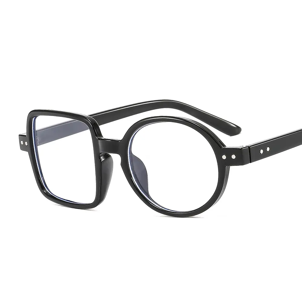 Nouveauté lunettes à boule personnalité asymétrique cercle carré couleur assortie cadre de lunettes Hip Hop mode miroir plat