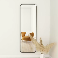 Miroir sur pied rectangulaire pleine longueur - Miroir de dressing autoportant ou mural avec cadre en métal noir ou doré pour chambre à coucher