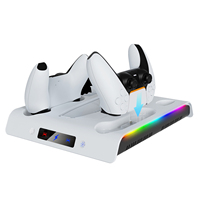 Base de refroidissement avec éclairage RGB, ventilateur de refroidissement filaire en plastique et support de charge pour manette pour Slim Pro