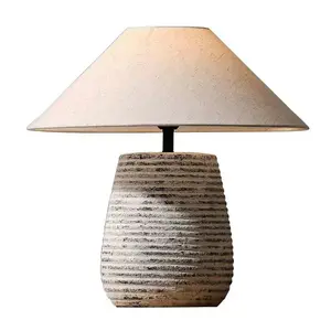 Rustique sud-ouest cruche lampe de Table Pot en argile blanche lampe de Table en céramique conique tissu abat-jour chevet table de chevet pour salon