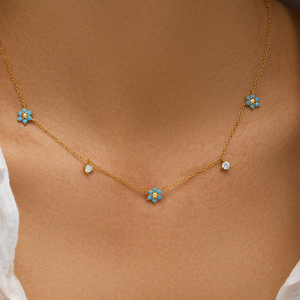 Collier pendentif pour femme CANNER, serti de fleurs, diamants, zircon, émail, plaqué or, nouvelle tendance de la mode féminine, minimaliste - Product Image 5