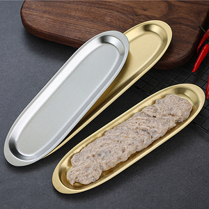 Assiette coulissante en acier inoxydable pour crevettes, plateau à sushi long de style japonais, assiette créative pour la maison, vaisselle de cuisine - Product Image 2