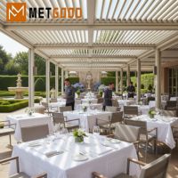 Pérgola de Aluminio con Revestimiento en Polvo METGOOD para Todo Clima, Toldo de Jardín con Techo Impermeable y Protección Solar, Toldo de Patio, Tamaño Personalizado
