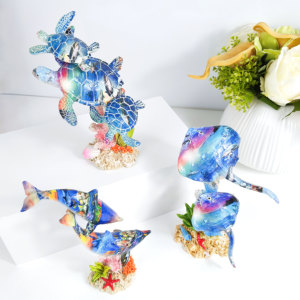 Custom Resin Marine Animal Figurines Wholesale, Sea Turtle Dolphin Manta Ray Decorative Craft Statues Aquarium Theme Home Decor