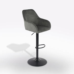 TABURETE NEGRO EN TELA GRIS - Product Image 1