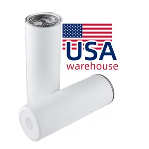 US warehouse White 20 Oz Stainless Steel heat press Printing bottle Tumbler Double Wall Insulated straight Sublimation Tumbler