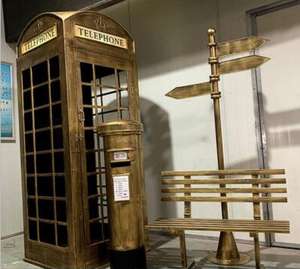 Modèle de cabine téléphonique rétro européenne, statue de téléphone vintage anglaise, accessoire antique pour la maison, le magasin, le bar, la décoration de mariage, 3 couleurs - Product Image 2