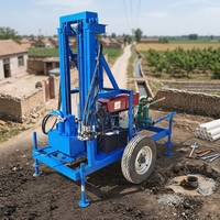 Petite plateforme de forage de puits pliable sur roues, alimentée au diesel, pour l'irrigation domestique et agricole, avec une profondeur de 120 m