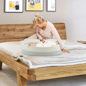 Knitted Nursery Oval Changing Table Organizer Cotton Rope <strong>Moses</strong> Changing <strong>Basket</strong> with Pad - Product Image 4