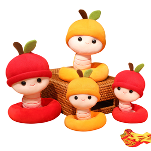 ตุ๊กตาหนอนผลไม้น่ารัก แอปเปิ้ล ส้ม หมวก แหวน หนอนตุ๊กตา 2 สี หลายขนาด ของขวัญตุ๊กตาหนอนนำโชค - Product Image 6