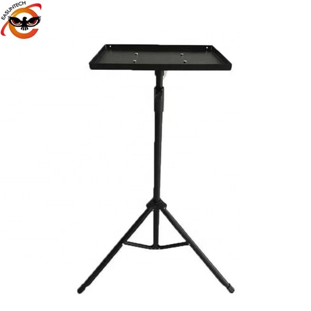 Black Floor Projector Metal Triangle Shelf Bracket Stand Tripod with Tray Foldable 1.8m 10kg Load Capacity 360 Rotation