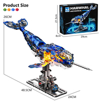MJI 13155 Bloques de Construcción Creativos MOC, Modelo de Narval Mecánico, Juego de Bloques de Construcción Educativos para Niños, Juguete de Plástico