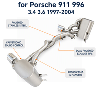 Système d'échappement Catback SS304 à sortie centrale style GT3 à visser pour Porsche 996 1997-2004 3.4L 3.6L, son profond, système de performance et de réglage