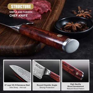 <span class=keywords><strong>Couteau</strong></span> de chef en acier Damas VG-10, manche en bois de santal, <span class=keywords><strong>couteau</strong></span> de chef professionnel ultra-affûté, 8 pouces - Product Image 3