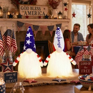Décorations patriotiques LED <span class=keywords><strong>du</strong></span> <span class=keywords><strong>4</strong></span> juillet pour le 250e anniversaire des États-Unis, gnome lumineux, décorations <span class=keywords><strong>du</strong></span> Jour <span class=keywords><strong>de</strong></span> l'Indépendance, Tomte en peluche, drapeau américain, décoration intérieure - Product Image 1