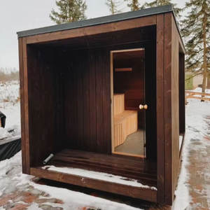 Cabine de sauna carrée de luxe à usage commercial, porte entièrement vitrée, moderne, infrarouge lointain, vapeur sèche, 9 kW, électrique, transom YX, <span class=keywords><strong>bois</strong></span> massif - Product Image 1