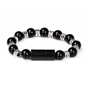 Vente en gros de perles Usb Bracelet de charge câble <span class=keywords><strong>Micro</strong></span> Usb câble pour téléphone portable noir personnalisé en cuir <span class=keywords><strong>Micro</strong></span> Usb cordon - Product Image 1