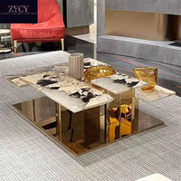 Personnalisé Moderne Haut de Gamme De Luxe Irrégulier Marbre Table Basse Creative Maison Meubles En Métal pour Salon