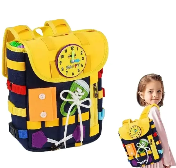 Special Education Push And Pull Airplane Busy Board Diy Accessories Sensory Maze Felt Backpack Busy Board For Toddlers