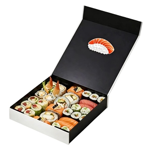 Boîte d'emballage de sushi de qualité supérieure avec logo personnalisé, écologique, de qualité alimentaire, fermeture magnétique, papier de luxe, <span class=keywords><strong>cadeau</strong></span> - Product Image 1