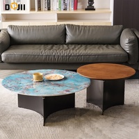 TikTok vente à chaud table basse de luxe en marbre vert paon de haute qualité avec base en acier inoxydable meubles de maison nordiques modernes