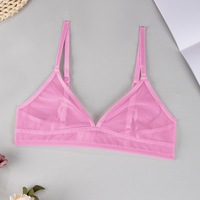 Soutien-gorge en dentelle transparente à épaules dénudées pour femme - Soutien-gorge respirant sans armatures à bonnets triangulaires avec bretelles en soie, en nylon