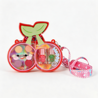 Palette de maquillage pour enfants en forme de cerise, végane et mignonne, avec cordon, fard à paupières, brillant à lèvres, kit cosmétique portable pour filles, vente en gros