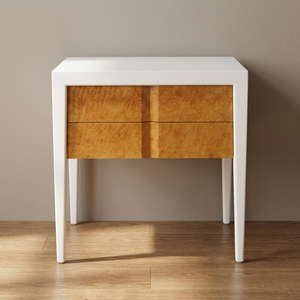 Mesita de Noche Moderna de Madera Blanca con 2 Cajones, Mueble de Dormitorio, Hecho en Indonesia - Product Image 3