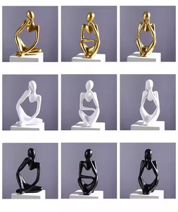 Resina decoración del hogar abstracto Art Deco esculturas oro <span class=keywords><strong>pensador</strong></span> estatua estatuilla ornamento para escritorio Oficina decoración del hogar - Product Image 2