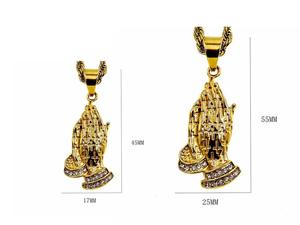 Позолоченный кулон из нержавеющей стали, религиозная бижутерия с крестом Иисуса Христа, ожерелье с двойной гравировкой молитвы - Product Image 5