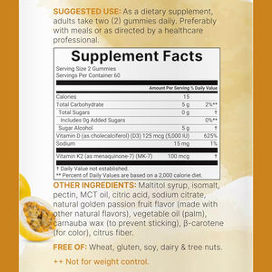 Oem Fabrikant Directe Verkoop Gouden Passievruchtensmaak 5000 Iu Vitamine D3 K2 Gummies Bot Immuun-En Hartgezondheidssupplementen - Product Image 2