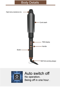 Brosse lissante pour <span class=keywords><strong>fer</strong></span> à <span class=keywords><strong>friser</strong></span> 2 en 1 Affichage de la température par LED Type de chauffage PTC Hot Comb bigoudi - Product Image 4