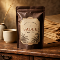 Sachet Doypack personnalisé imprimé en gravure pour grains de café, avec fermeture éclair et valve de dégazage, pour 500g de café torréfié