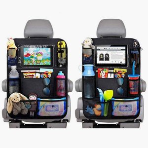 Car Backseat Organizer With Touch Screen <b>Tablet</b> <b>Holder</b> + 9 Storage Pockets Kick Mats Car Seat Back Protectors for Kids Toddlers - Product Image 3